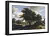 The Cottage, C.1663 (Oil on Oak Panel)-Meindert Hobbema-Framed Giclee Print