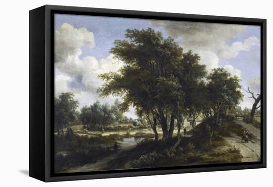 The Cottage, C.1663 (Oil on Oak Panel)-Meindert Hobbema-Framed Stretched Canvas