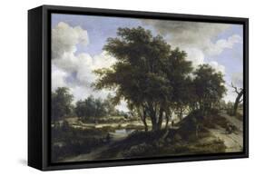 The Cottage, C.1663 (Oil on Oak Panel)-Meindert Hobbema-Framed Stretched Canvas