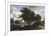 The Cottage, C.1663 (Oil on Oak Panel)-Meindert Hobbema-Framed Giclee Print