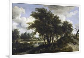 The Cottage, C.1663 (Oil on Oak Panel)-Meindert Hobbema-Framed Giclee Print