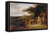 The Cottage Door, 1825 (Oil on Panel)-William Collins-Framed Stretched Canvas