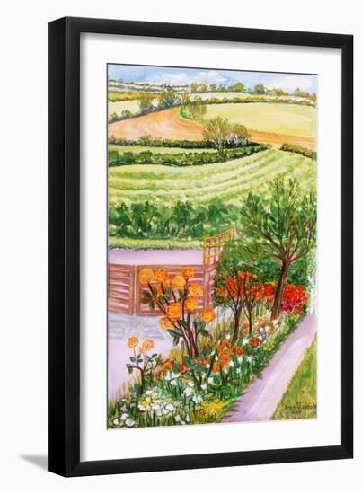 The Cottage Garden and View Beyond, 2000-Joan Thewsey-Framed Giclee Print
