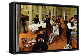 The Cotton Exchange-Edgar Degas-Framed Stretched Canvas