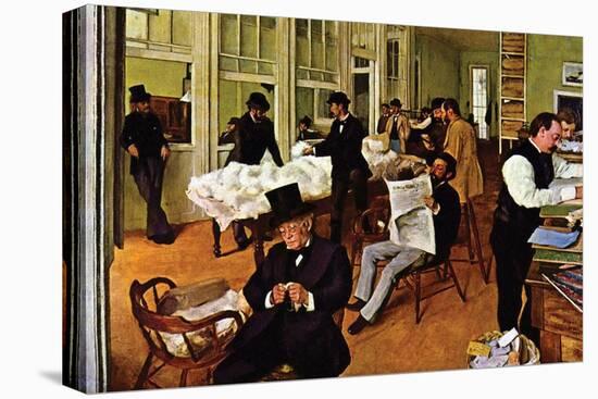 The Cotton Exchange-Edgar Degas-Stretched Canvas