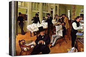 The Cotton Exchange-Edgar Degas-Stretched Canvas