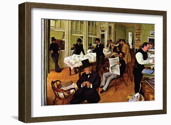 The Cotton Exchange-Edgar Degas-Framed Art Print