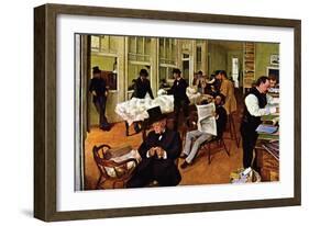 The Cotton Exchange-Edgar Degas-Framed Art Print