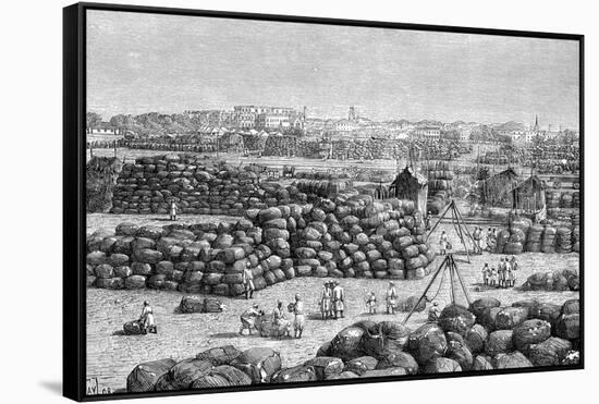 The Cotton Market at Bombay, India, 1895-null-Framed Stretched Canvas