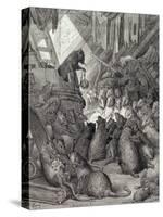 The Council Held by the Rats, from the Fables of La Fontaine, Engraved by Antoine Valerie…-Gustave Doré-Stretched Canvas