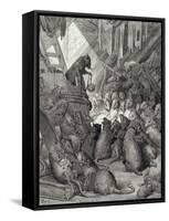 The Council Held by the Rats, from the Fables of La Fontaine, Engraved by Antoine Valerie…-Gustave Doré-Framed Stretched Canvas