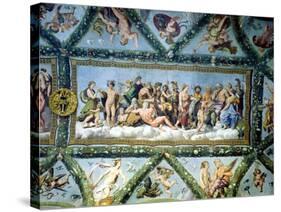 The Council of the Gods, Ceiling Decoration from the "Loggia of Cupid and Psyche," 1510-17-Giulio Romano-Stretched Canvas