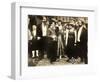 THE COUNT, foreground left: Charlie Chaplin, foreground second from right: Edna Purviance, 1916.-null-Framed Art Print