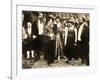 THE COUNT, foreground left: Charlie Chaplin, foreground second from right: Edna Purviance, 1916.-null-Framed Art Print