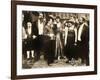 THE COUNT, foreground left: Charlie Chaplin, foreground second from right: Edna Purviance, 1916.-null-Framed Art Print