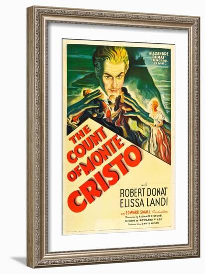 THE COUNT OF MONTE CRISTO, Robert Donat on US psoter art, 1934.-null-Framed Art Print