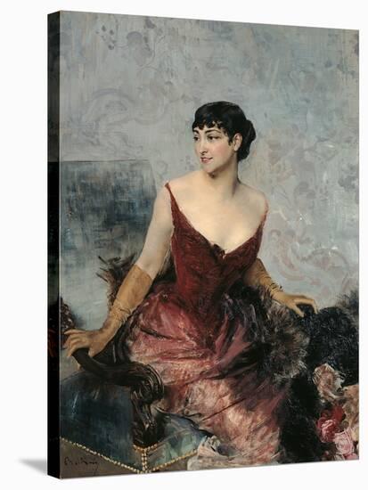 The Countess De Rasty Seated on an Armchair-Giovanni Boldini-Stretched Canvas