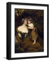 The Countess of Darnley and Her Daughter, Lady Elizabeth Bligh, C.1795 (Oil on Canvas)-John Hoppner-Framed Giclee Print