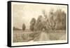 The Country Road in Sepia-C. Harry Eaton-Framed Stretched Canvas