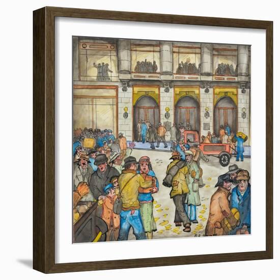 The County-City Building under Siege by Unemployed Demanding Work-Ronald Ginther-Framed Giclee Print