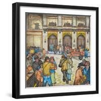 The County-City Building under Siege by Unemployed Demanding Work-Ronald Ginther-Framed Giclee Print