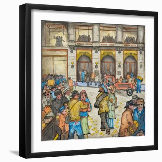 The County-City Building under Siege by Unemployed Demanding Work-Ronald Ginther-Framed Giclee Print