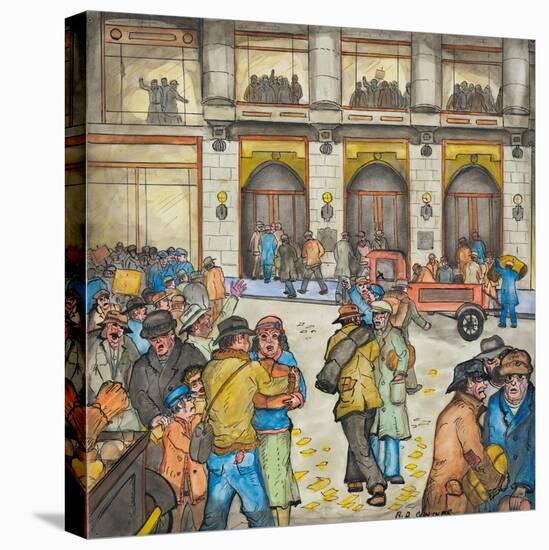 The County-City Building under Siege by Unemployed Demanding Work-Ronald Ginther-Stretched Canvas