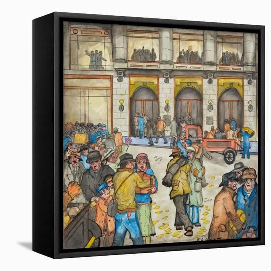 The County-City Building under Siege by Unemployed Demanding Work-Ronald Ginther-Framed Stretched Canvas