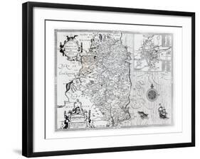 The County of Leinster with the City of Dublin Described, engraved by Jodocus Hondius-John Speed-Framed Giclee Print