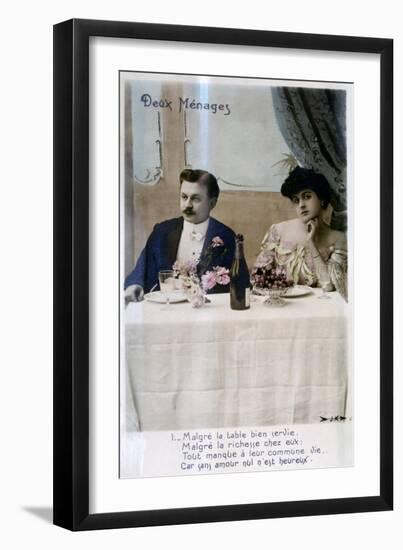 The Couple, French Postcard, C1900-null-Framed Giclee Print