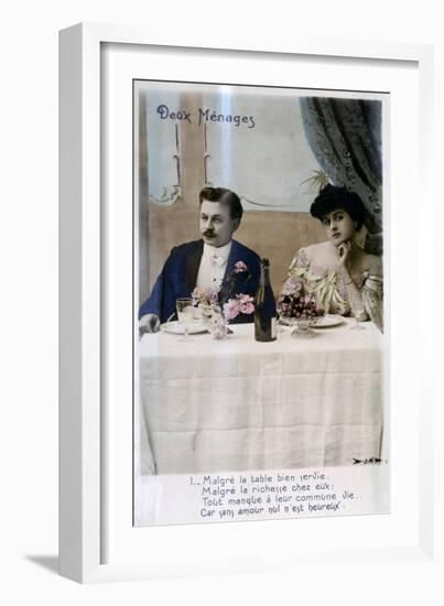 The Couple, French Postcard, C1900-null-Framed Giclee Print