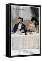 The Couple, French Postcard, C1900-null-Framed Stretched Canvas
