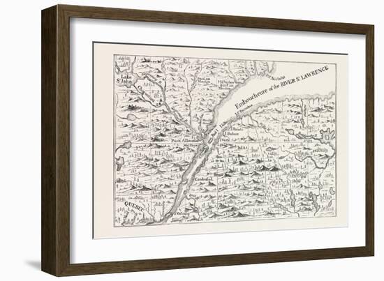 The Course of the River St. Lawrence as Far as Quebec (From Popple's Atlas, 1730) Canada, 1870S-null-Framed Giclee Print