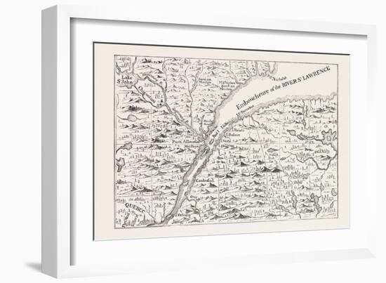 The Course of the River St. Lawrence as Far as Quebec (From Popple's Atlas, 1730) Canada, 1870S-null-Framed Giclee Print