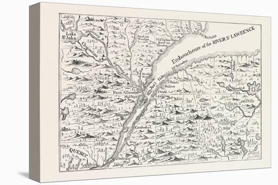 The Course of the River St. Lawrence as Far as Quebec (From Popple's Atlas, 1730) Canada, 1870S-null-Stretched Canvas