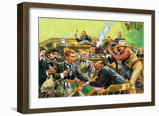 The Court Case of Temple Lee Houston Turned into a Running Gun Battle-Harry Green-Framed Giclee Print