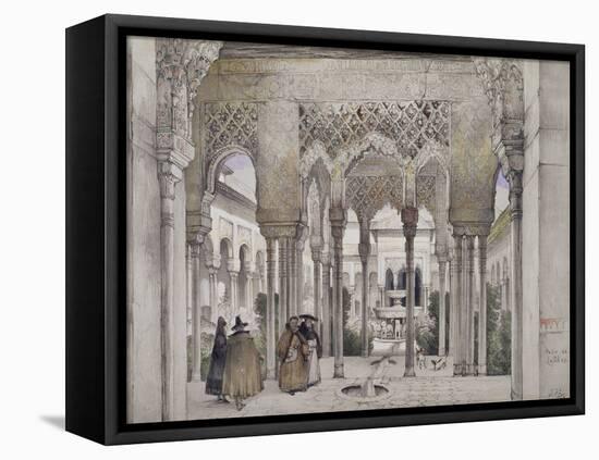 The Court of the Lions (Patio De Los Leones)-John Frederick Lewis-Framed Stretched Canvas
