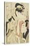 The Courtesan Agemaki, the Chivalrous Guy Sukeroku, Ikyu with Beard, 1798-1800-Kitagawa Utamaro-Stretched Canvas