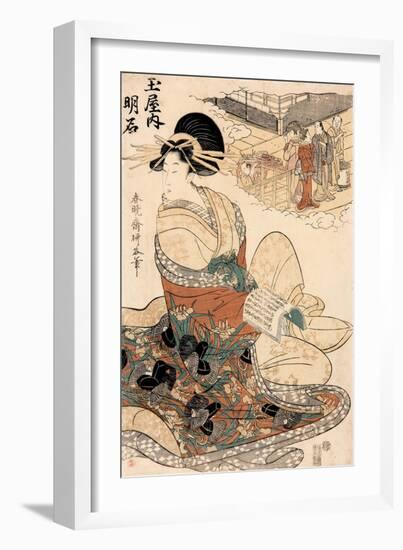 The Courtesan Akashi of the Tamaya, Edo Period-Hishikawa Ryukoku-Framed Giclee Print