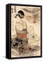 The Courtesan Akashi of the Tamaya, Edo Period-Hishikawa Ryukoku-Framed Stretched Canvas