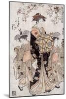 The Courtesan Chozan of Chojiya, Japanese Wood-Cut Print-Lantern Press-Mounted Art Print