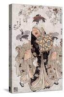 The Courtesan Chozan of Chojiya, Japanese Wood-Cut Print-Lantern Press-Stretched Canvas