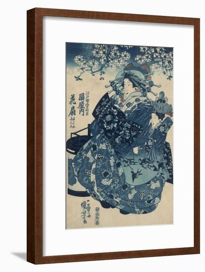 The Courtesan Hanao of Ogi-ya-Kuniyoshi Utagawa-Framed Giclee Print