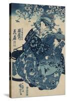 The Courtesan Hanao of Ogi-ya-Kuniyoshi Utagawa-Stretched Canvas