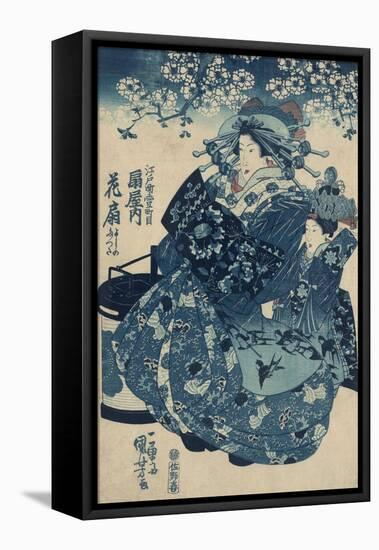 The Courtesan Hanao of Ogi-ya-Kuniyoshi Utagawa-Framed Stretched Canvas