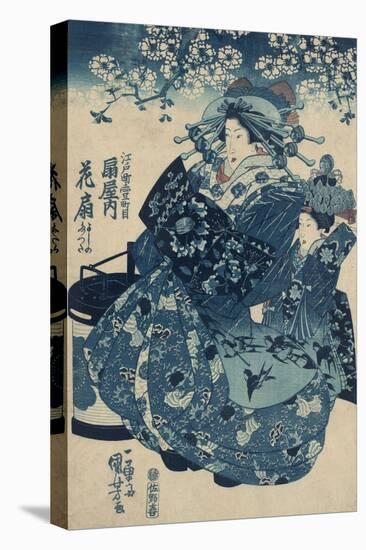 The Courtesan Hanao of Ogi-ya-Kuniyoshi Utagawa-Stretched Canvas