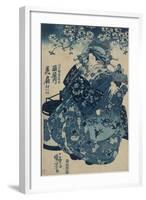 The Courtesan Hanao of Ogi-Ya-Utagawa Kuniyoishi-Framed Art Print