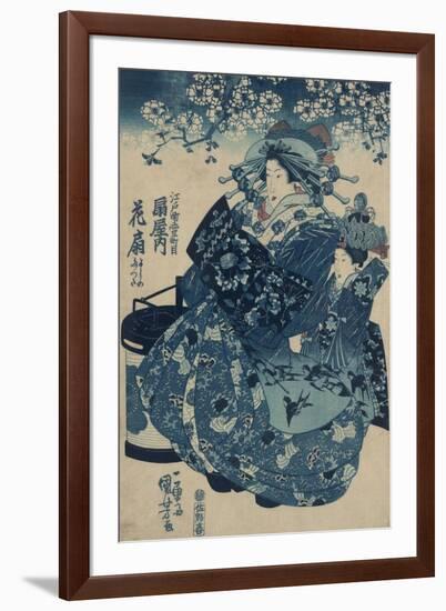 The Courtesan Hanao of Ogi-Ya-Utagawa Kuniyoishi-Framed Art Print