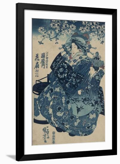 The Courtesan Hanao of Ogi-Ya-Utagawa Kuniyoishi-Framed Art Print