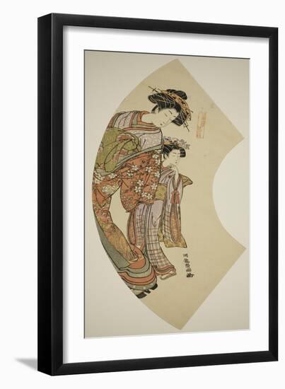 The Courtesan Hanaogi of the Ogiya and Her Attendant, C.1777-78-Isoda Koryusai-Framed Giclee Print